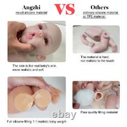 Anzi 18.5 Reborn Baby Dolls Full Silicone Baby Doll Gifts with Drink-Wet System