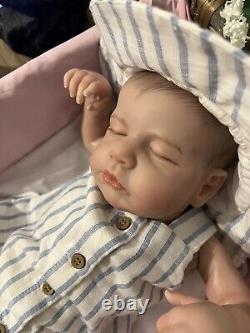 Artist Reborn Baby Lifelike Doll Alfie Sleeping Magnetic Dummy Bottle Newborn