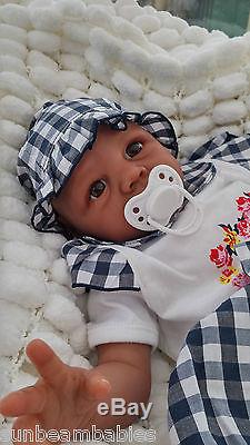 Bald Aa Bi Racial Ethnic Soft Silicone Vinyl Reborn Baby Doll / Sunbeambabies