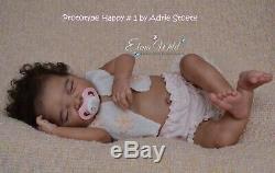 Biracial / AA Reborn Baby Girl Doll PROTOTYPE Happy by Adrie Stoete