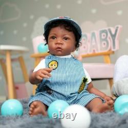Black Skin 24 Reborn Baby Doll Vinyl Newborn African American Boy Kids Gift Toy
