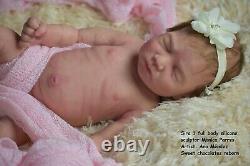 CUSTOM ORDER Silicone baby doll full body Sira with brown rooting hair