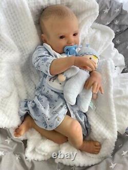 Cherish Dolls Reborn Baby Boy Stefan Wide Awake Realistic 22 Painted Hair Uk