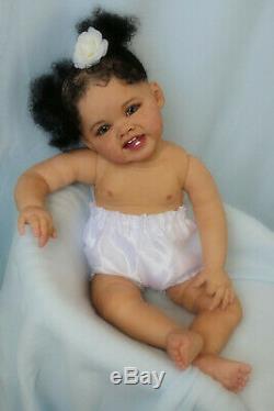 Ethnic black biracial Reborn baby toddler lifelike doll Adele by Ping Lau