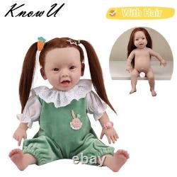 Full Body Silicone Baby Girl Rebirth Doll With Hair and Bone Newborn Baby 45cm