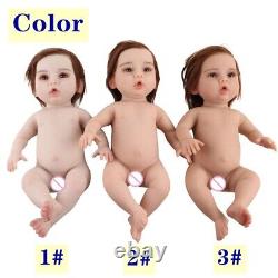 Full Body Silicone Baby Girl Rebirth Doll With Hair and Bone Newborn Baby 45cm