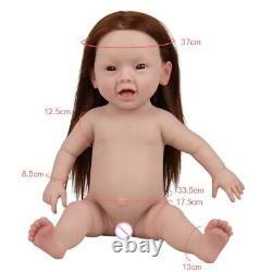 Full Body Silicone Baby Girl Rebirth Doll With Hair and Bone Newborn Baby 45cm