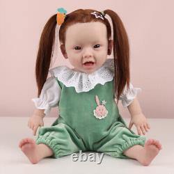 Full Body Silicone Baby Girl Rebirth Doll With Hair and Bone Newborn Baby 45cm