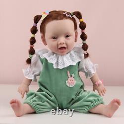 Full Body Silicone Baby Girl Rebirth Doll With Hair and Bone Newborn Baby 45cm