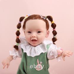 Full Body Silicone Baby Girl Rebirth Doll With Hair and Bone Newborn Baby 45cm