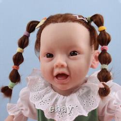 Full Body Silicone Baby Girl Rebirth Doll With Hair and Bone Newborn Baby 45cm