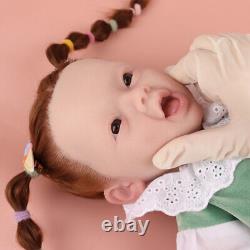 Full Body Silicone Baby Girl Rebirth Doll With Hair and Bone Newborn Baby 45cm