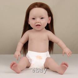 Full Body Silicone Baby Girl Rebirth Doll With Hair and Bone Newborn Baby 45cm