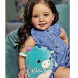 Handmade 28inch Finished Reborn Baby Doll Girl Toddler Brown Hair 3D skin Gift