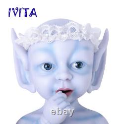 IVITA 15'' Floppy Silicone Reborn Baby Girl Big Blue Eyes Cute Infant Doll