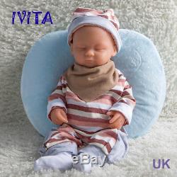 IVITA 15inch Eyes Closed Silicone Reborn Doll Realistic Newborn Sleeping Baby
