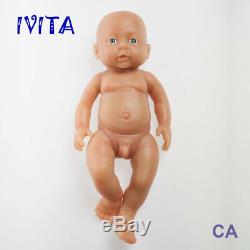 IVITA 16'' Full Silicone Reborn Baby BOY Realistic Green Eyes Silicone Doll 2KG