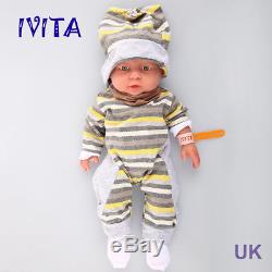 IVITA 16'' Full Silicone Reborn Baby GIRL Dolls Newborn 2KG Lifelike Baby Doll
