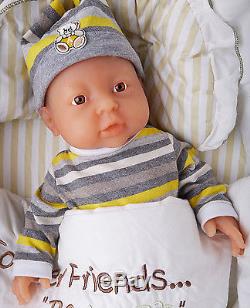 IVITA 16-inch Full Body Silicone Reborn Baby BOY Realistic Doll Cute Toy