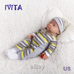 IVITA 16-inch Full Silicone Reborn Baby BOY Dolls Realistic Silicone Doll 2KG