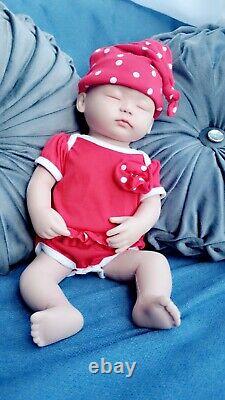 IVITA 17'' Full Flobby Slicone Reborn Baby Sleeping Girl Silicone Doll Take