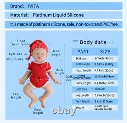 IVITA 17'' Full Flobby Slicone Reborn Baby Sleeping Girl Silicone Doll Take