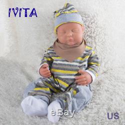 IVITA 18.5'' Eyes Closed Silicone Reborn Baby Girl Newborn Baby Doll 3700g