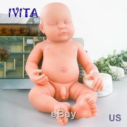 IVITA 18'' Eyes Closed Reborn Baby BOY Full Body Soft Silicone Realistic Doll