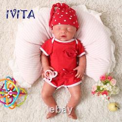 IVITA 18'' Full Body Silicone Reborn Baby Girl Doll Soft Newborn Sleeping Doll