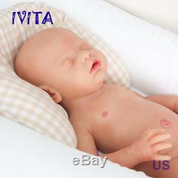 IVITA 18'' Full Body Soft Silicone Baby Eyes-closed BOY Sleeping Reborn Doll