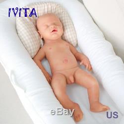 IVITA 18'' Full Body Soft Silicone Baby Eyes-closed BOY Sleeping Reborn Doll