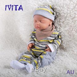 IVITA 18'' Full Silicone Reborn Girl Doll Eyes Closed Take A Pacifier Cute Baby
