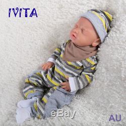 IVITA 18'' Full Silicone Reborn Girl Doll Eyes Closed Take A Pacifier Cute Baby