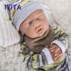 IVITA 18'' Full Soft Silicone Reborn Baby Doll GIRL Eyes-closed Take A Pacifier
