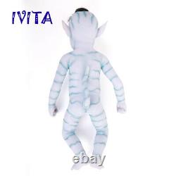 IVITA 20'' Avatar Eyes Closed Silicone Reborn Baby BOY Black Hair Silicone Doll