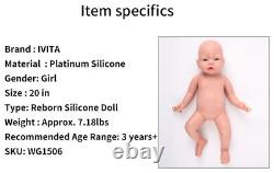 IVITA 20'' Silicone Reborn Baby GIRL Dolls Realistic Baby Lifelike Baby Gift