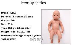 IVITA 22'' Silicone Reborn Dolls Baby Boy Kids Full Body Silicone Toddler