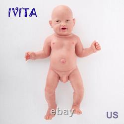 IVITA 23'' Big Full Silicone Baby Boy Big Blue Eyes Handmade Reborn Doll