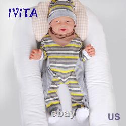 IVITA 23'' Big Full Silicone Baby Boy Big Blue Eyes Handmade Reborn Doll