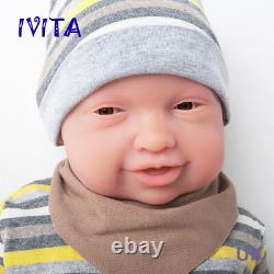 IVITA 23'' Big Full Silicone Baby Boy Big Blue Eyes Handmade Reborn Doll