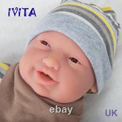 IVITA 23'' Big Full Silicone Baby Boy Big Blue Eyes Handmade Reborn Doll