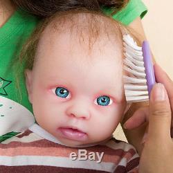 IVITA Rooted Hair Silicone Reborn Doll Lifelike Baby Blue Eyes Take A Pacifier
