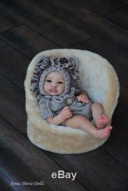 Lifelike Ethnic biracial Reborn baby art doll by Prototype artist Anna Sheva