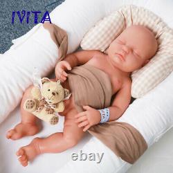 Lifelike Eyes Closed 18'' 3700g Super Soft Silicone Rebirth Baby Boys Doll Toys