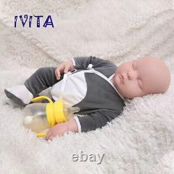 Lifelike Eyes Closed 18'' 3700g Super Soft Silicone Rebirth Baby Boys Doll Toys