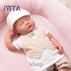 Lifelike Eyes Closed 18'' 3700g Super Soft Silicone Rebirth Baby Boys Doll Toys