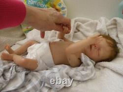 Neo preemie rooted baby lifelike boy by Merriebabies, sculpt Melanie Gebhardt