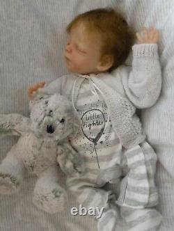 Neo preemie rooted baby lifelike boy by Merriebabies, sculpt Melanie Gebhardt