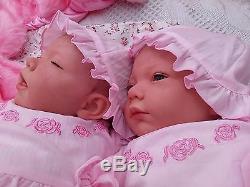 New Sculpt By Artist Sunbeambabies Lifelike Child`s First Reborn Baby Twin Dolls