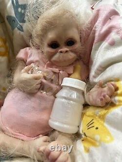 Ooak Reborn newborn baby Girl reborn bAby Ape Orangutan Monkey Art doll
